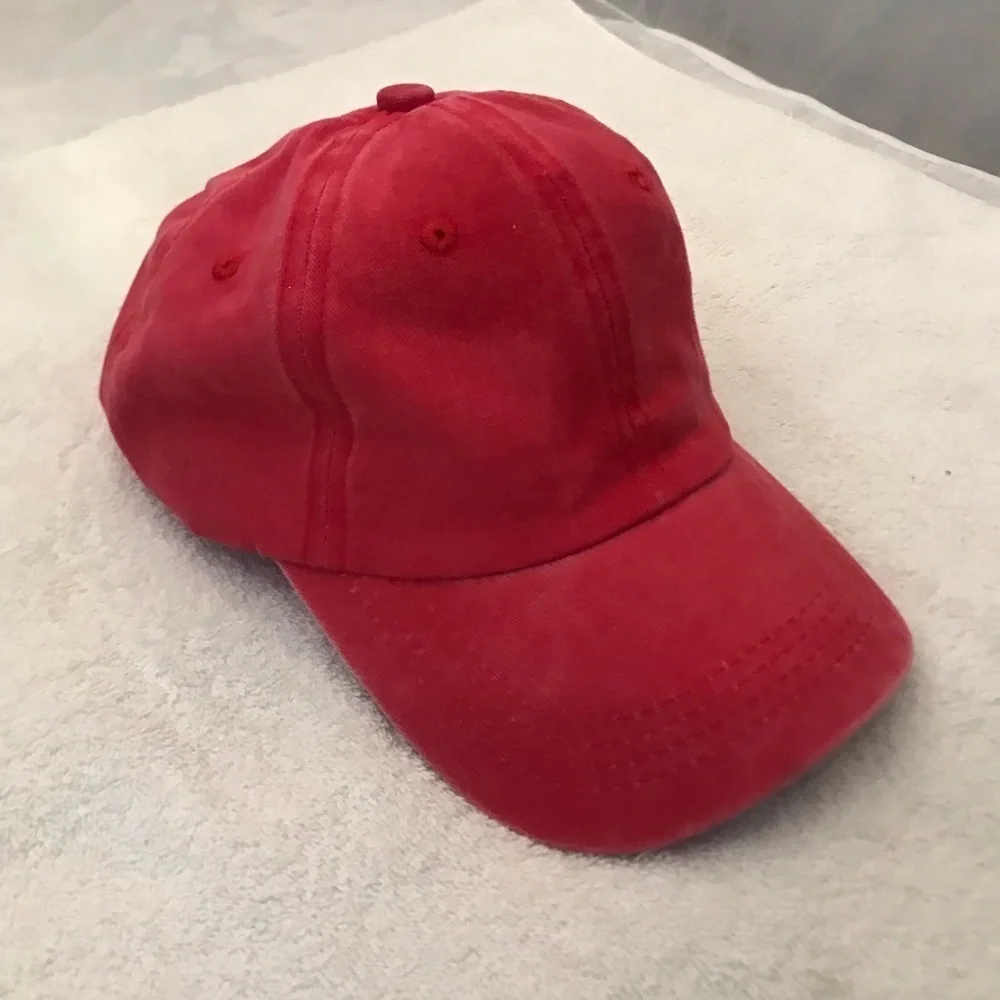 Adult Adjustable Red Cotton Ball Cap